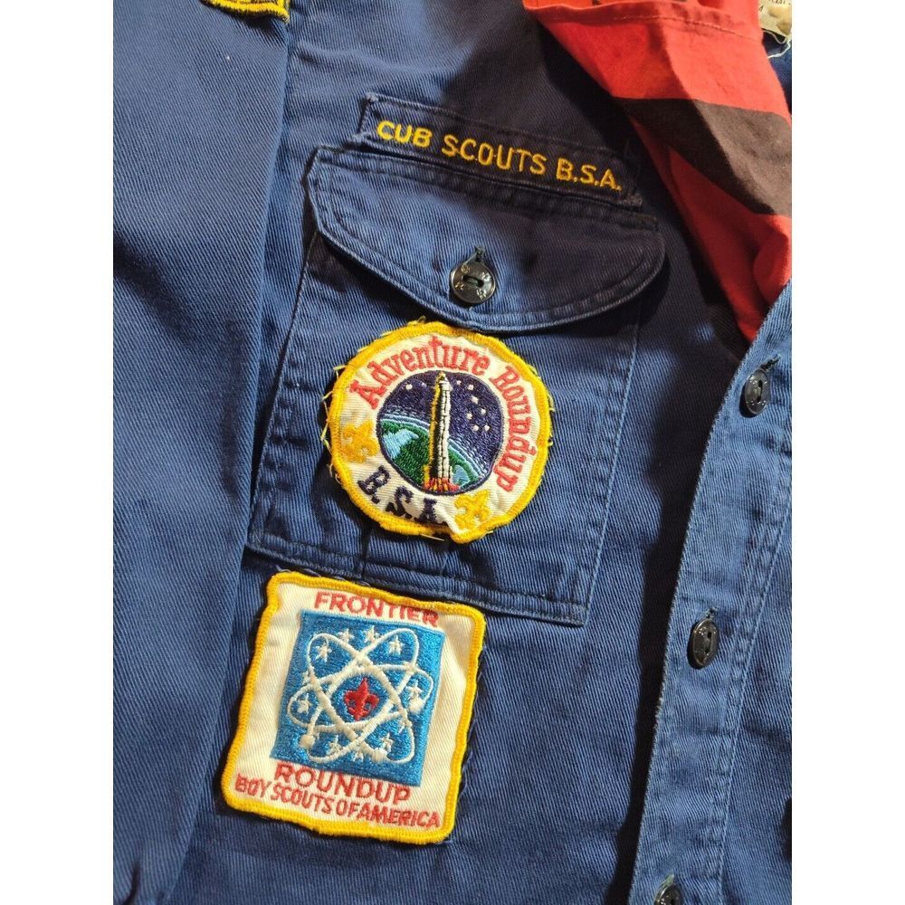 Cub Scouts BSA UNIFORM SHIRT Boys Blue Outdoor Camp Hiking 1950s 989 - Picture 3 of 10